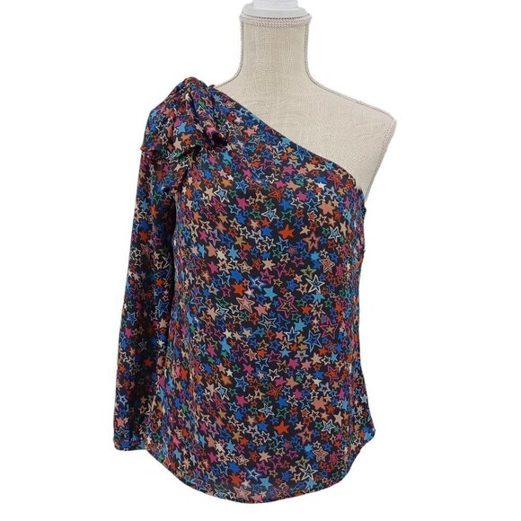 J. Crew Jacuzzi One Shoulder Top In Kaleidoscope Star Print Women's 2 Party - Picture 2 of 12